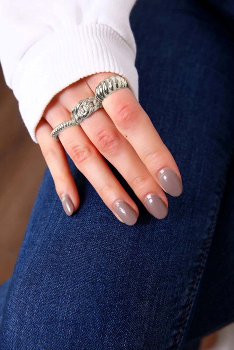 Heliophilia Silver Anillo de Zirconio en Bronce Plateado Ajustable